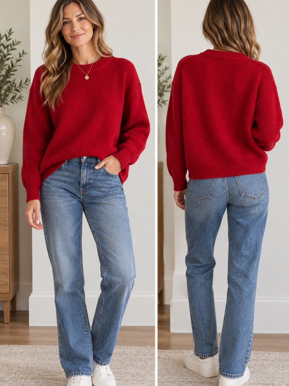 Everlane Cocoon Crew Alpaca Wool Sweater Merlot Red Size Small